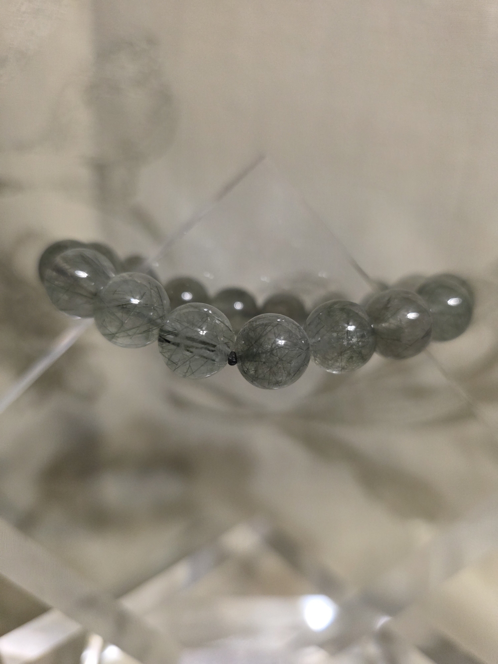 #861 Elegant Green Rutilated Quartz Bead Bracelet - NWOT